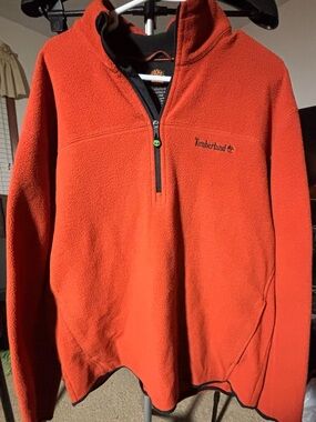 Timberland Orange Half-Zip Fleece Pullover